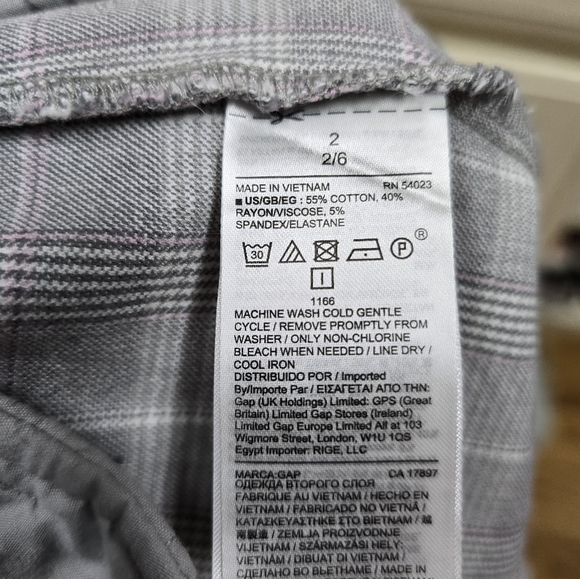 GAP Gray Plaid Skinny Ankle Pants - Size 2 - Picture 7 of 7
